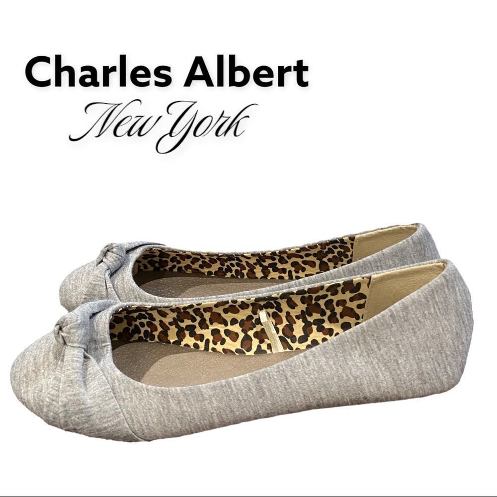 Charles Albert New York Women's Grey Jersey Knotted Loafers Ballet Flats 8 8M